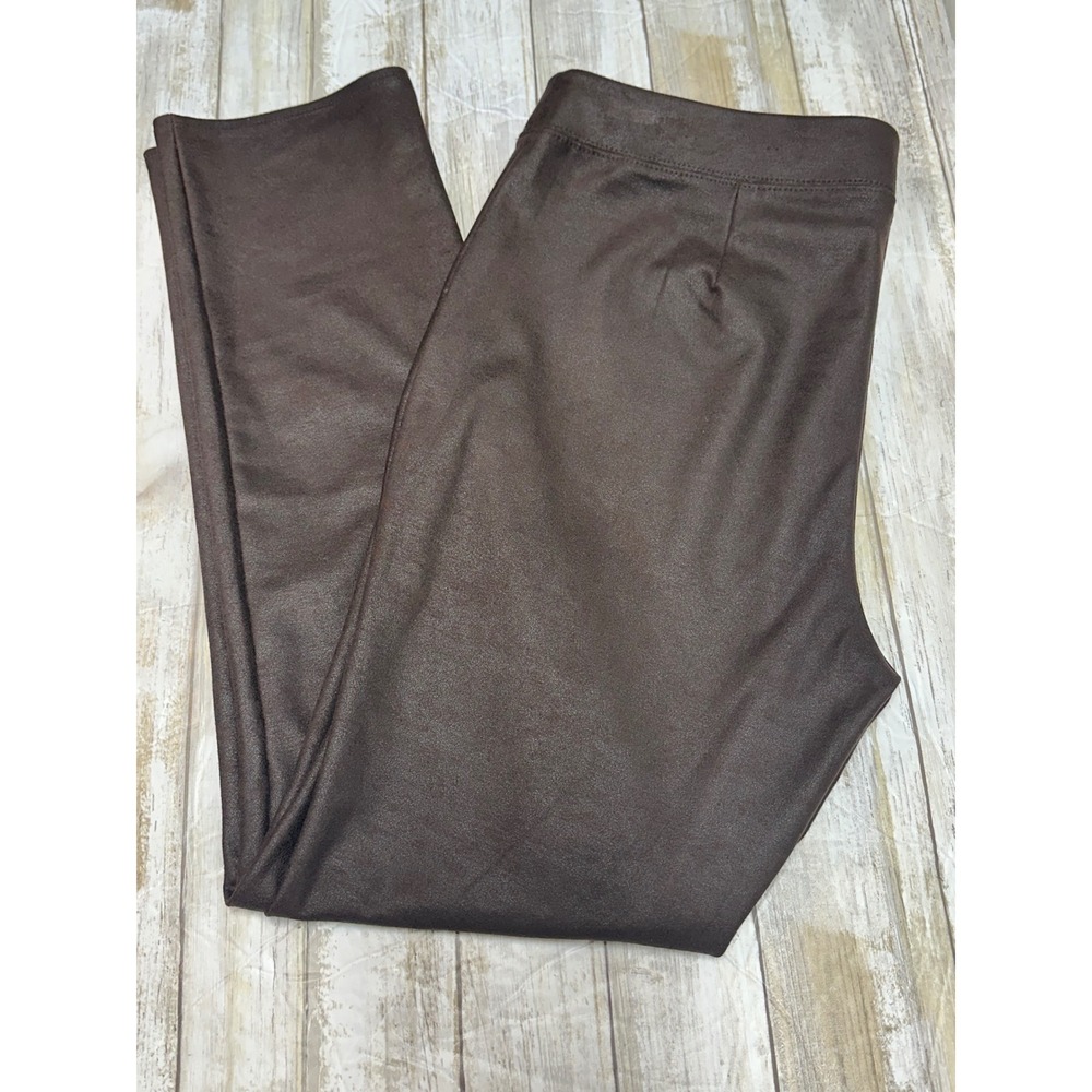 Chicos Faux suede Leather Leggings Brown Slim Leg Pants‎ Size 0 (US 4)